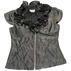 Y2K body central woman’s black zip up blouse size medium |‎ PB2